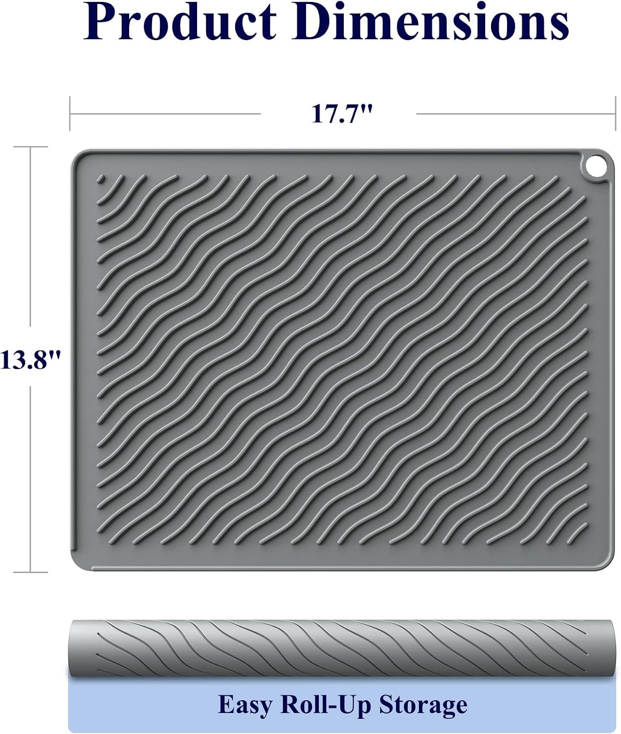 Kitsure 2 Pack Silicone Dish Drying Mat for Kitchen Counter, 17.7" x 13.8"