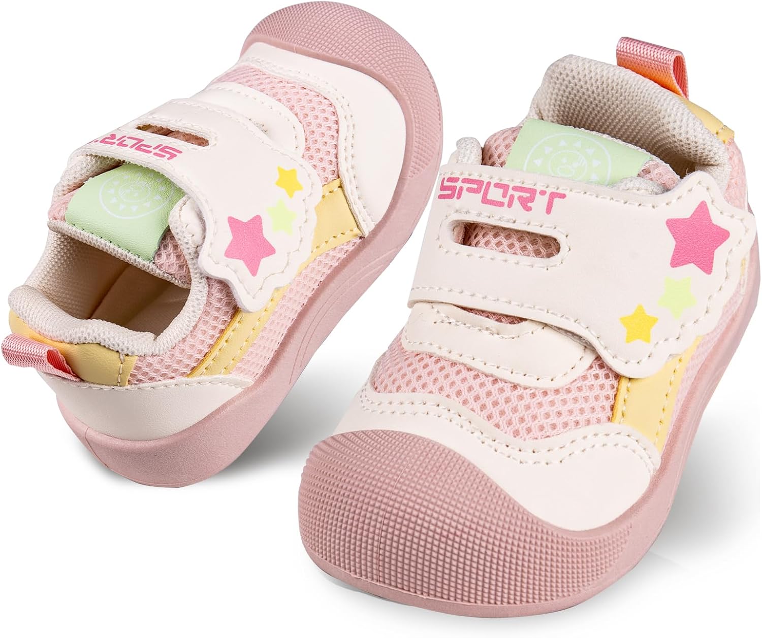 Baby First-Walking Shoes 1-4 Years Kid Shoes Trainers Toddler Infant Boys Girls Soft Sole Non Slip Cotton Canvas Mesh Breathable Lightweight TPR Material Slip-on Sneakers Outdoor