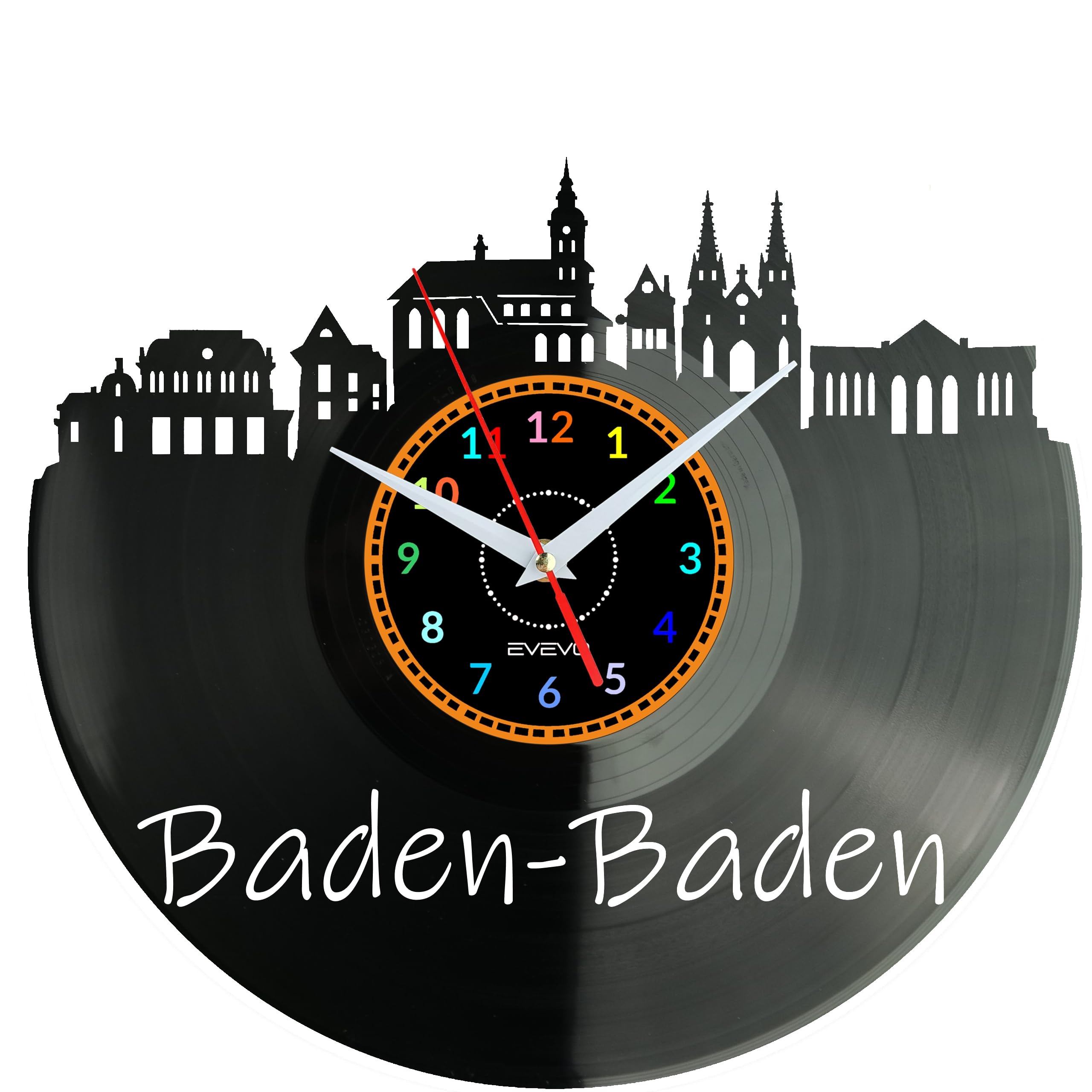 Horloge murale moderne Baden-Baden en vinyle pour salon chic