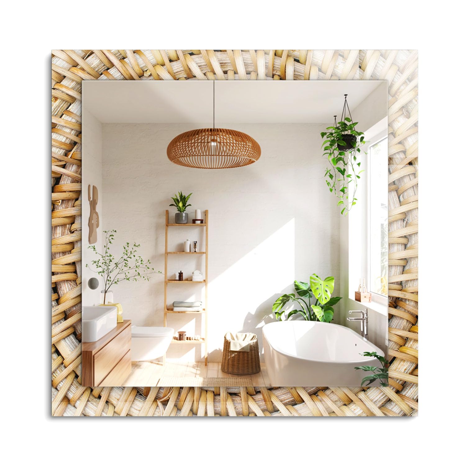 Miroir rectangulaire Flechtwerk pour agrandir l entree et eclairer le salon 60x60cm