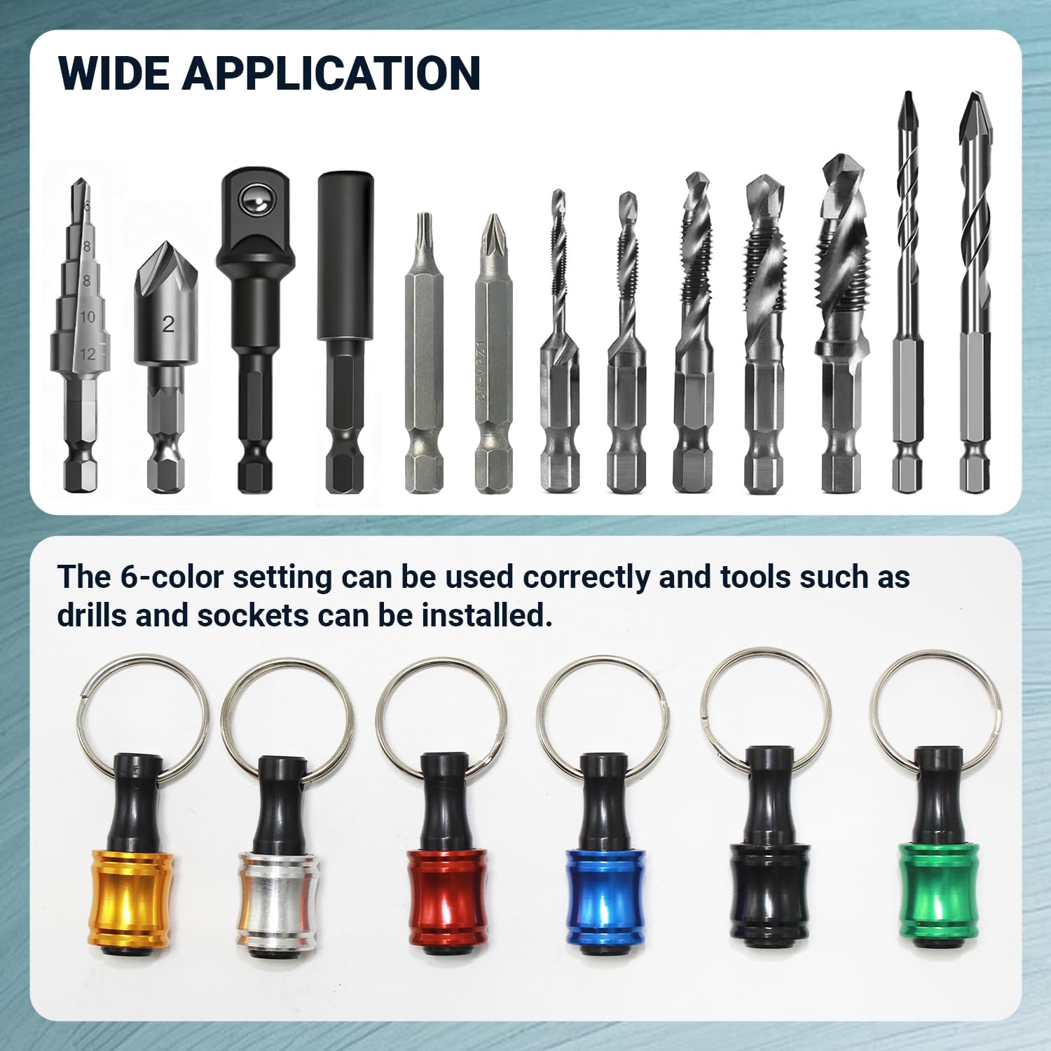 12PCS Keychain Bit Holder 1/4 Socket, Hex Shank Screwdriver Bit Holder for Impact Driver Drill Bit Keychain Extension Bar Quick Release Easy Change, Screwdriver Bit Holders for Tools Gift for Men