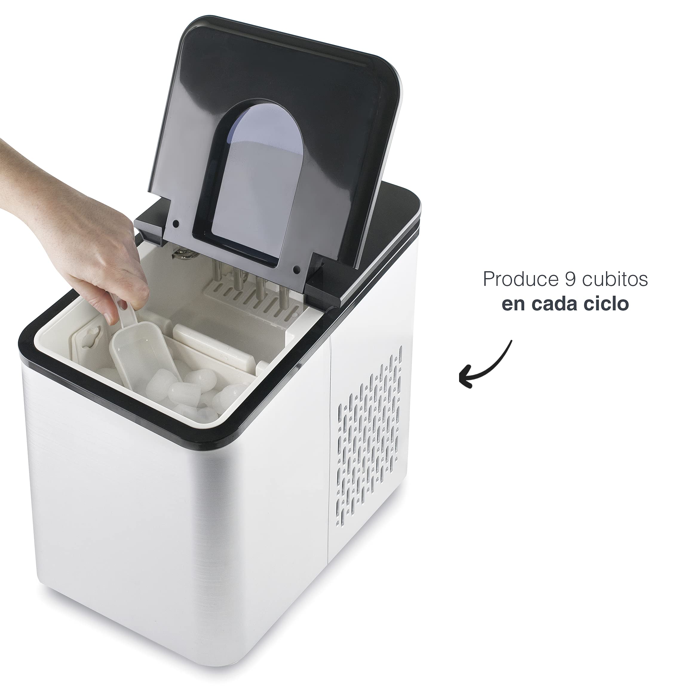 Lacor 69340 - Macchina per il ghiaccio NORD, raffreddatore elettrico | Utensile professionale duraturo; progettato per prestazioni ottimali e una pulizia rapida in lavastoviglie