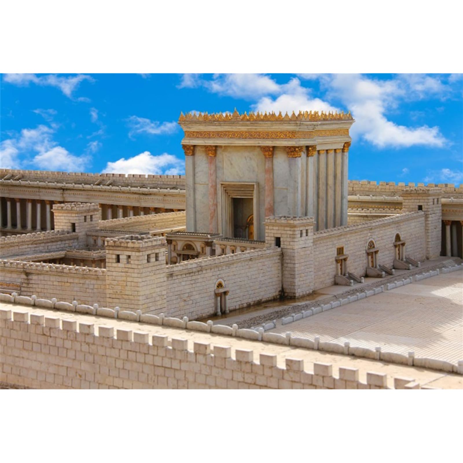 YongFoto Ancient Jerusalem Second Temple Backdrop 5x3ft Old City Battlement Jewish Temple The Holy Land Photography Background Landscape Holiday Tour