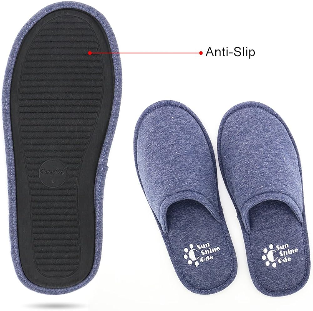 Miniatura 4 de Sunshine Code Pantuflas lavables de algodón de espuma viscoelástica con bolsa de viaje a juego para el hogar, hotel, spa, dormitorio