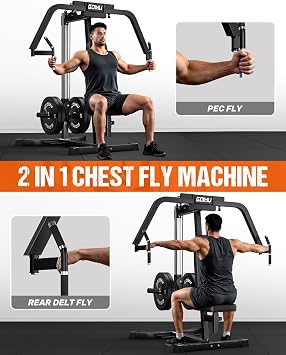 Chest Fly Machine, CF01-PRO PEC Fly and Reverse Delt Machine, Upper Body Workout Equipment with Adjustable Backrest for Pectoral and Rear Deltoid, Chest Training Machine for Home Gym