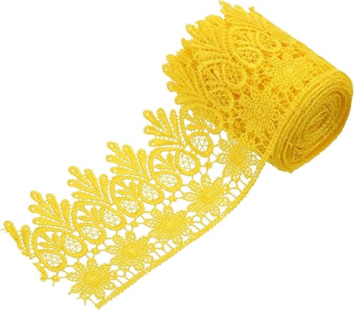 Miniatura 6 de MECCANIXITY Cinta de encaje de 3 pulgadas de ancho de 5 yardas con patrón floral rosa bordada para costura y manualidades, envoltura de regalos,