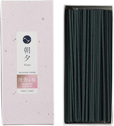 Asayu Japan Varillas de incienso con bajo contenido de humo para meditación matutina o nocturna, relajación o yoga, hechas en Japón 1.41 oz - Mezcla
