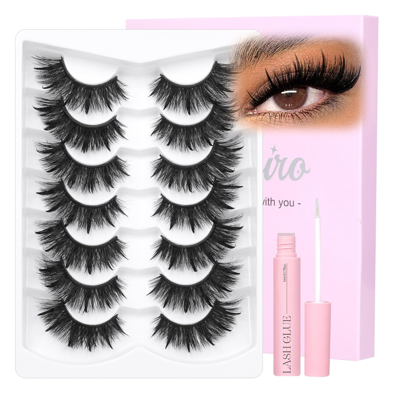 Kiromiro Spiky Lashes Strips 20mm 3D Fluffy False Eyelashes with Lash Glue Kiromiro Spiky Lashes Strips 20mm 3D Fluffy False Eyelashes with Lash Glue
