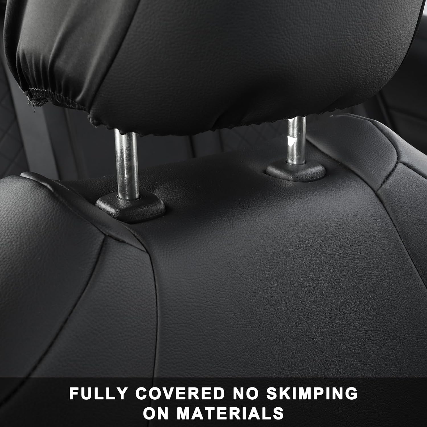 GIANT PANDA Full Set Car Seat Covers Custom Fit for Toyota Rav4 2019 2020 2021 2022 2023 2024 2025 Rav 4 Hybrid (XLE/LE/XLE Premium/Limited), Front & Rear/Back Accessories, Faux Leather (Black)