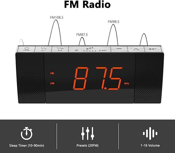 iTOMA Alarm Clocks Radio with APP Control, Bluetooth, FM Radio, Dual Alarm with Snooze, USB Charging, Auto and Manual Dimmer CKS503
