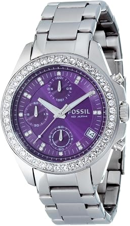 Orologio Fossil donna ES2684 con quadrante viola, pietra trasparente set  lunetta e cinturino in acciaio INOX : Amazon.it: Orologi