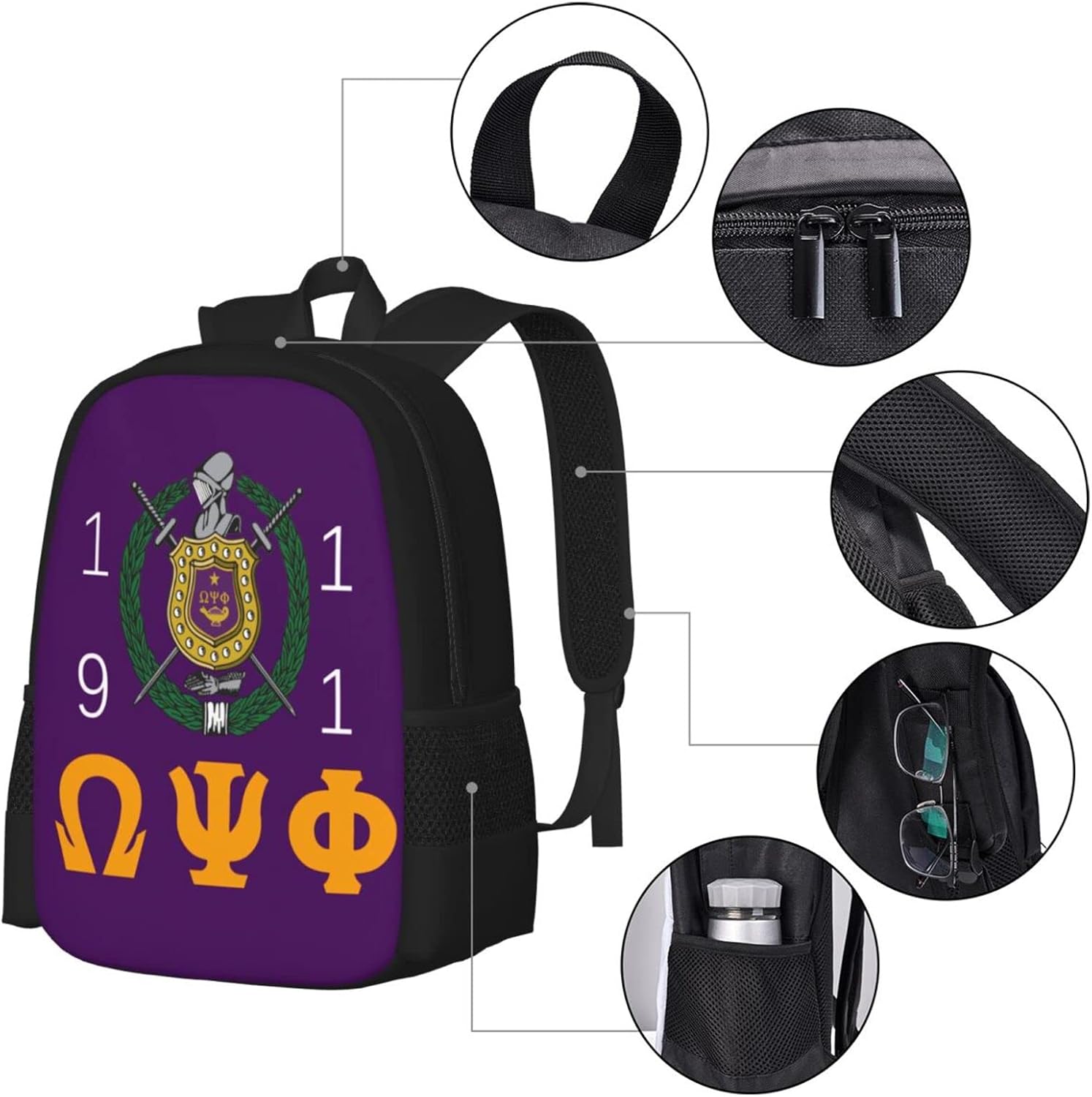 Large Backpack Personalized Laptop Ipad Tablet Travel, Black