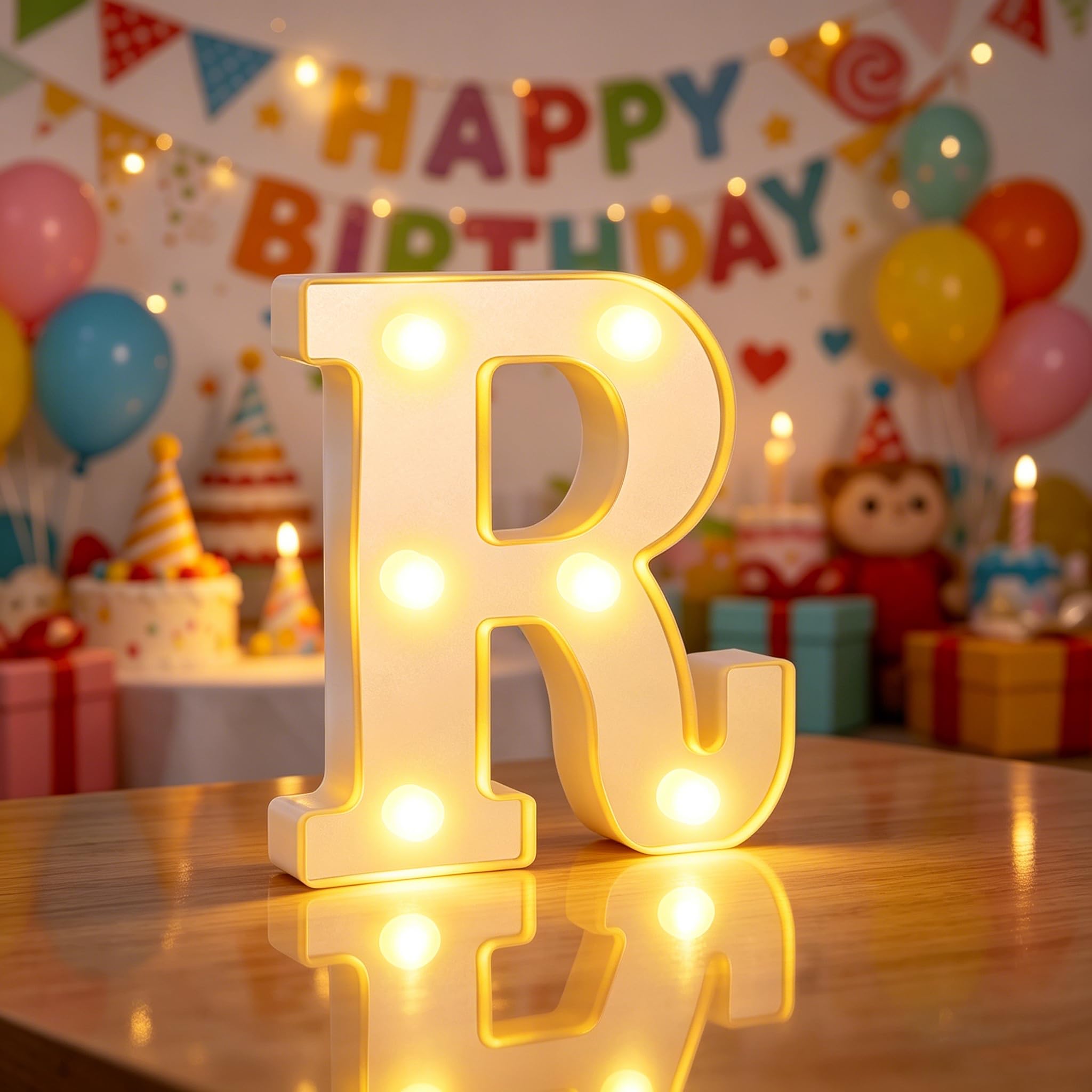 Light up Letters R, 6.3in LED Marquee Letter Lights for Girls Bedroom Accessories, Alphabet Sign Gifts for Girl Women, Birthday Lights for Valentine Party Birthday Decorations (R)