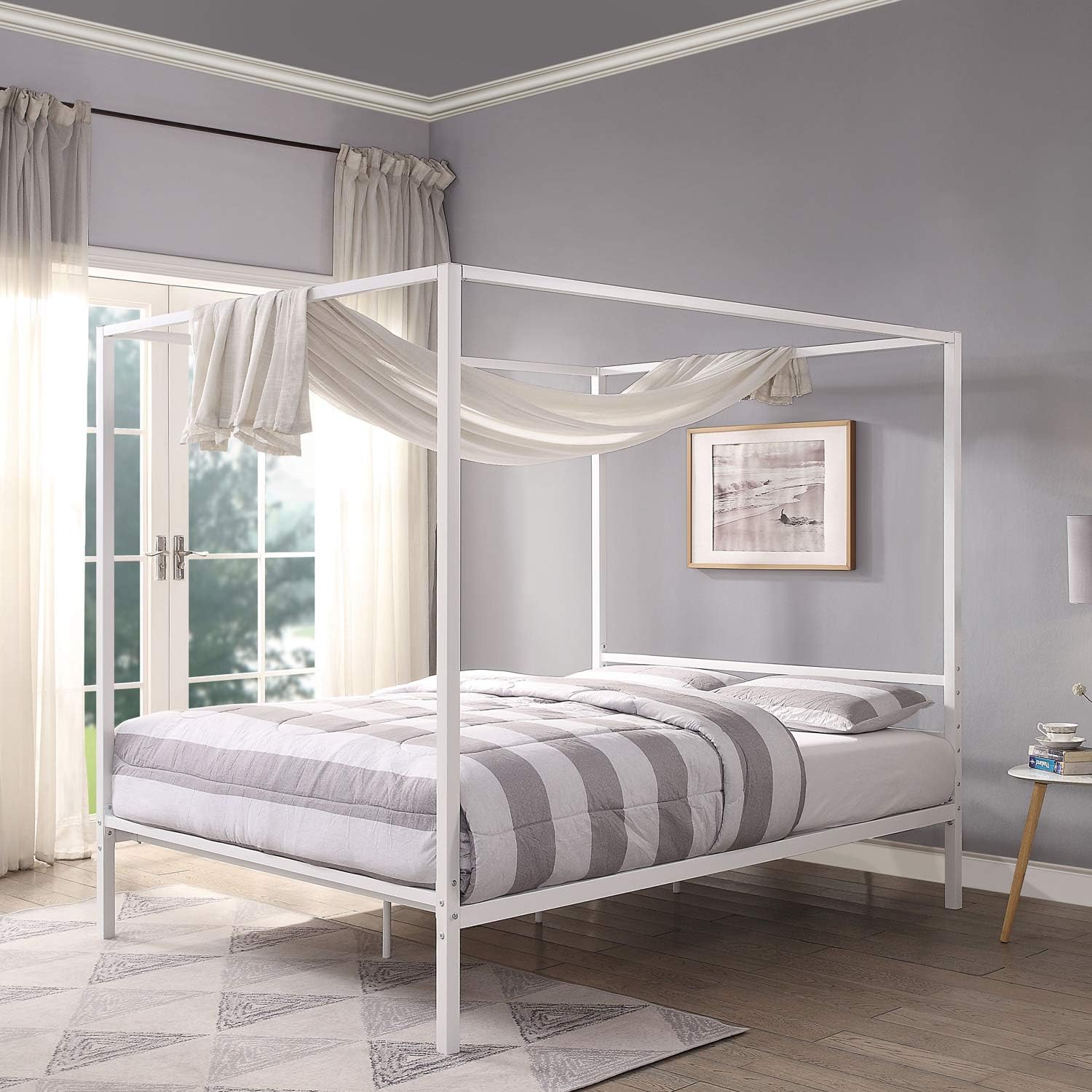 Sleep Design Chalfont White Four Poster Metal Bed Frame Single Double King Sizes