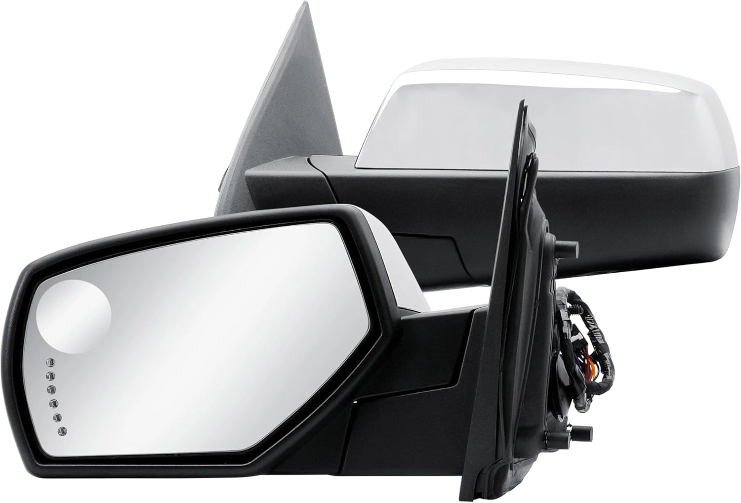 Driver Left Side Door Mirror Power and Heated Glass with Turn Signal Arrow with Menory and Chrome Back Cover Power Folding for 2014-2019 Chevrolet Silverado GMC Sierra 1500 2500 3500