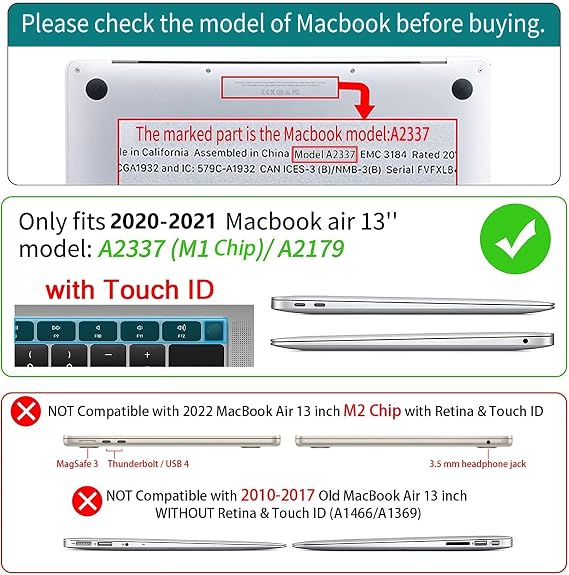 CISSOOK MacBook Air 13 Inch Case 2021 2020 Black Glitter Cover Black Glitter Mac Book Air 13 A2337 M1 A2179 Compatible Stylish Shell Cover Slim Japanese JIS Layout Keyboard Cover + Screen Film +