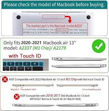 CISSOOK MacBook Air 13 Inch Case 2021 2020 Black Glitter Cover Black Glitter Mac Book Air 13 A2337 M1 A2179 Compatible Stylish Shell Cover Slim Japanese JIS Layout Keyboard Cover + Screen Film +