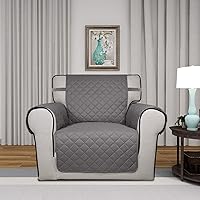 Vista 2 de PureFit - Funda de sofá acolchada reversible, resistente al agua, funda lavable con espuma antideslizante y correas elásticas para niños, perros