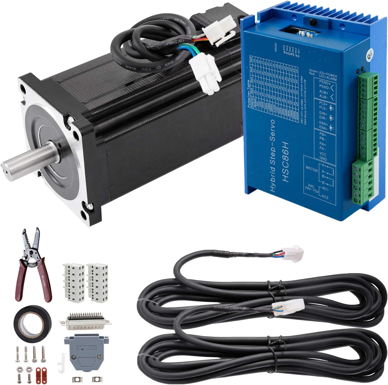 FlowerW Hybrid Stepper Motor Driver Nema34 12N.m Integrate Closed Loop Position Encoder DC 24-60V Stepper Motor Hybrid Servo Drive Kit for CNC Control,Motor Driver Kit