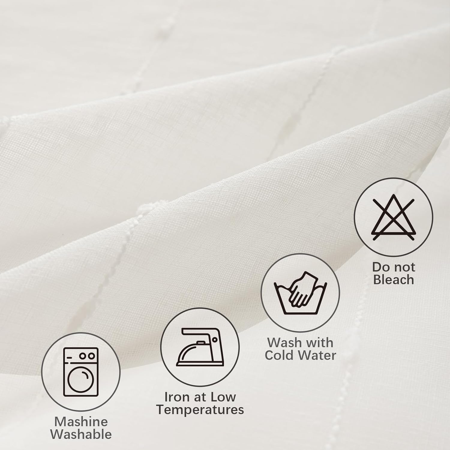 White Sheer Curtains 108 Inches Long for Living Room Boho Faux Linen Curtains with Pin Stripe Rod Pocket Farmhouse Style Texture for Bedroom Dining Room Light Soften Privacy,52"W X 108"L,Pack-2