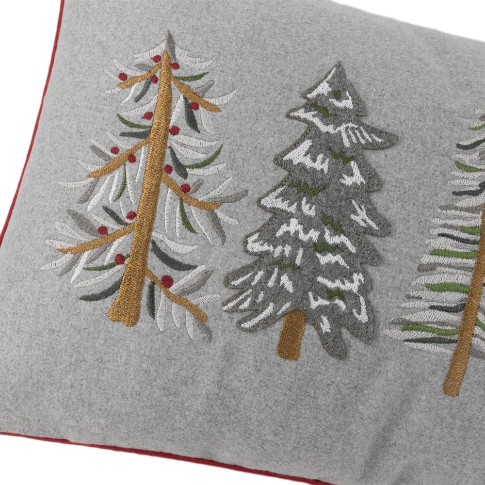 JWH Christmas Pillow Cover Decorative Green Tree Throw Pillow Embroidery Accent Pillow Case Holiday Cushion Cover for Home Bed Bedroom Chair Farmhouse Decoration 12 x 20 Inch Grey