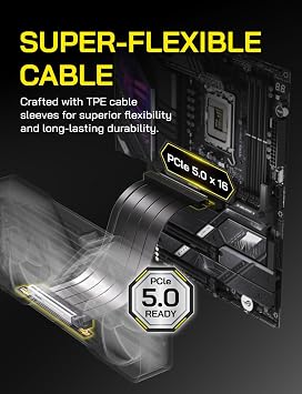 EZDIY-FAB PCIe 5.0 Riser Cable, Gen5 GPU Extender, Right Angle, 20cm, Black