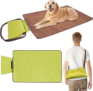 Faltbare wasserdichte Haustier Decke, 100 x 70cm Camping Decke Hund Katze Mat Wärmende Hundedecke mit Tasche Hundebett Hundematte Hundedecken für Outdoor Innen Reisedecke für Haustier(Grün)