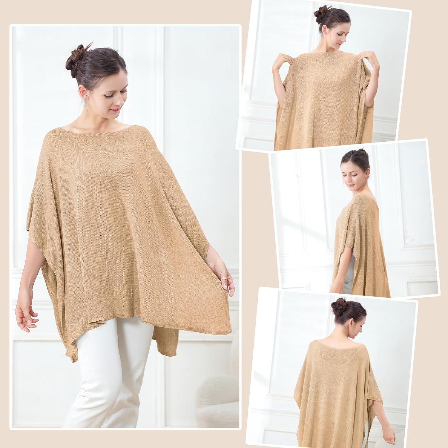 Nursing Cover for Breastfeeding – Privacy Breast Feeding Covers for Women – Soft Lyocell Fabric, Lightweight & Breathable – Multi-Use Scarf, Shawl, Baby Blanket – One Size – With Laundry Bag Brown image 5 of 8 B0FF8R436K