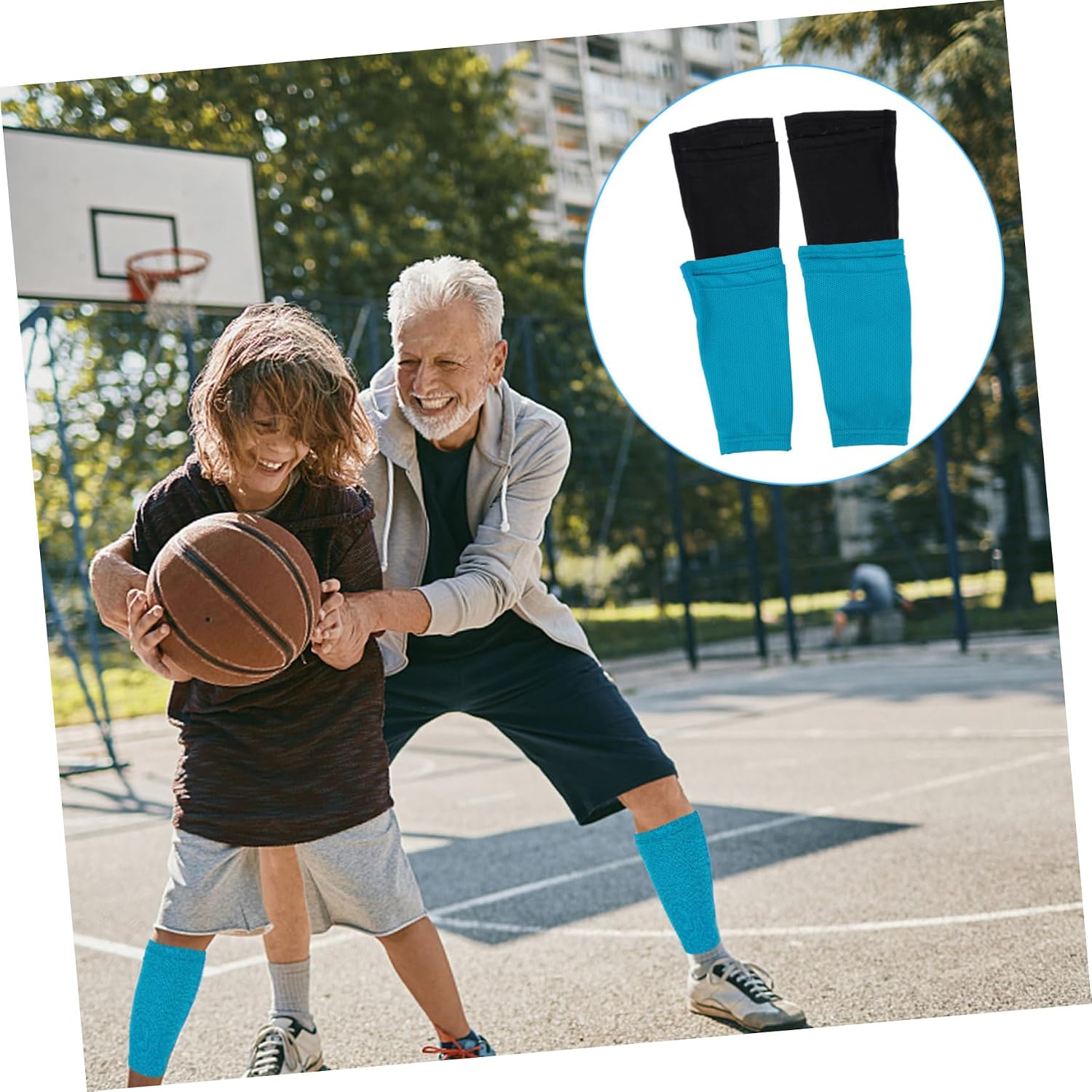 NOLITOY 2pairs Elastic and Lightweight Shin Guard Socks Insert Pocket Leg Sleeves for Sports Basketball Football
