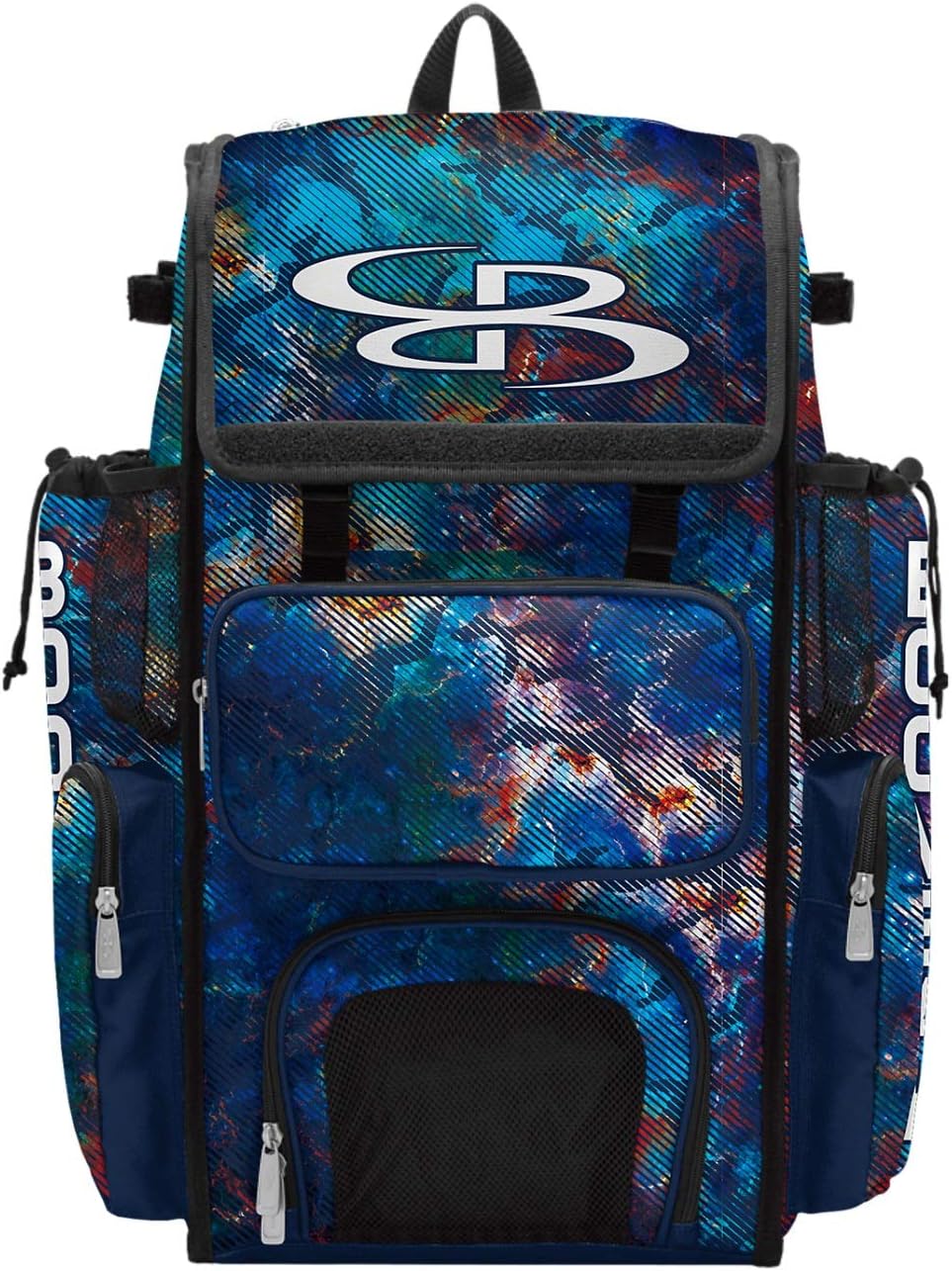 Boombah Superpack Bat Bag - Backpack Version (no wheels) - Holds 4 Bats - Nebula Navy/Multi