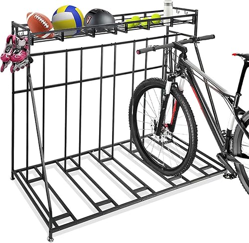 LWWJJ Bike Rack Garage Storage Floor Stand, 4 Bikes Freestanding Organizer for O