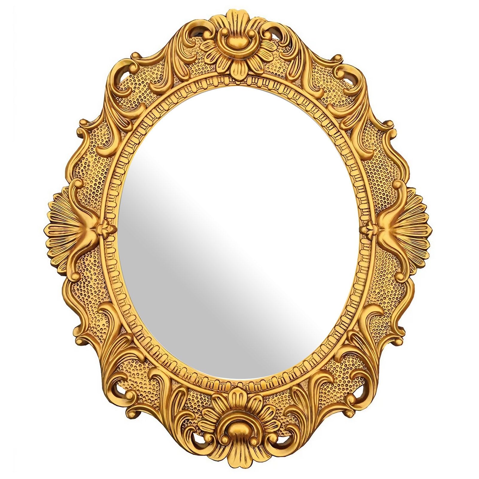 FGXHHS Luxury Vintage Oval Wall Mirror, Traditional Ornate Baroque Antique Gold Decorative Vanity Mirror for Bathroom Hallway Entryway Living Room Bedroom, 36.5×31inch