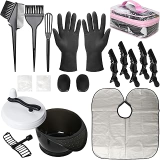 ROOHUA 17 Pieces Hair Dye Coloring Kit - Hair Tinting Bowl, Hair agitator, Dye Brush, Ear Cover, Hairpin, Hair Coloring Cape For Hair Coloring Hair Dye Tools (17PCS)