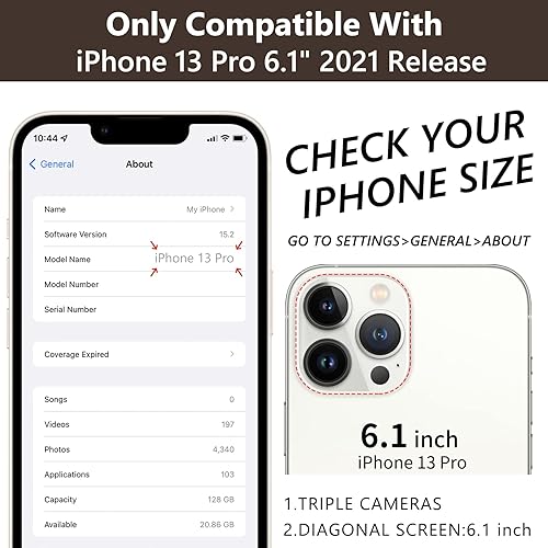 Miniatura 6 de Keallce Funda tipo cartera para iPhone 13 Pro de 6.1 pulgadas, con ranuras para tarjetas, soporte para anillos, funda protectora de piel sintética
