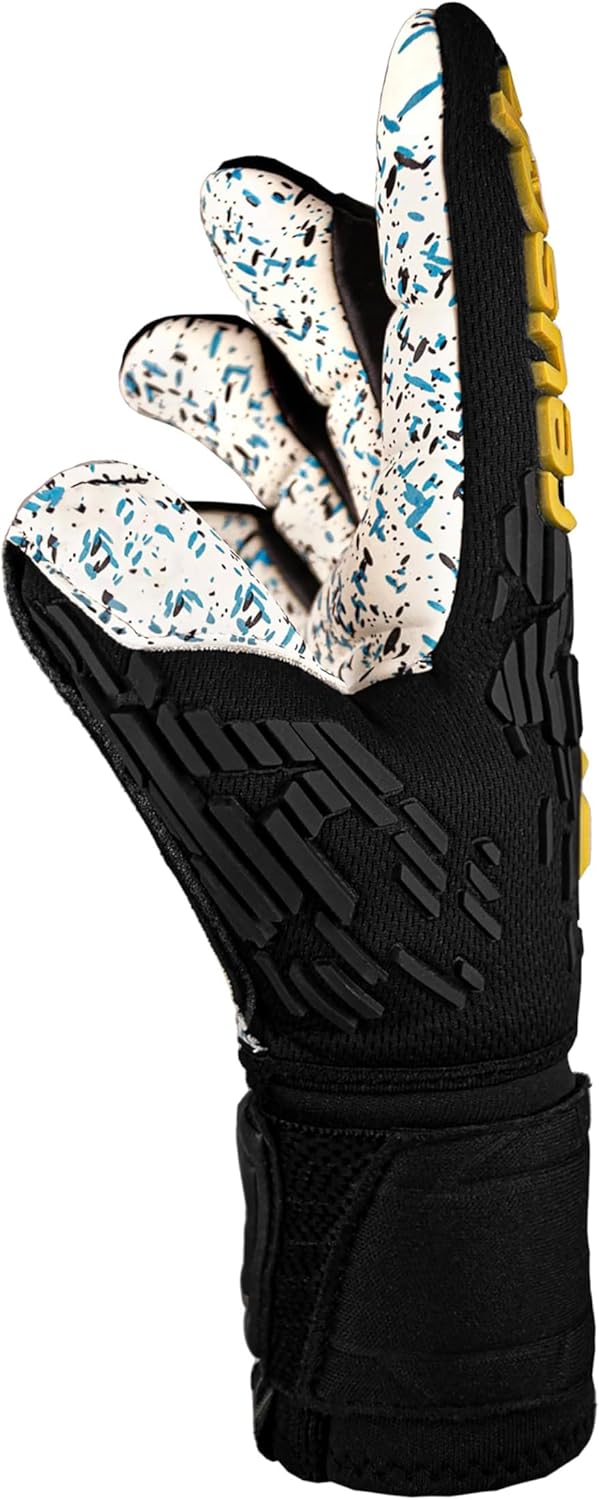Reusch Attrakt Freegel Fusion Ortho-Tec Goaliator Unisex Goalkeeper Gloves, Soccer Goalie Gloves with Finger Support, Flexible, Breathable, Durable Grip, AirVent System, Adult, Black/Gold - Image 3