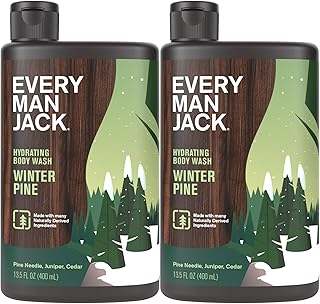 Every Man Jack Hydrating Body Wash - Winter Scents for the Holidays - Winter Pine - Deeply Clean with Glycerin + Naturally Derived Ingredients - 13.5 oz (2 Pack)