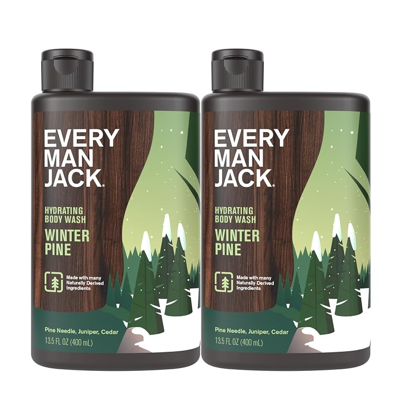 Sabonete líquido corporal Every Man Jack Winter Pine para homens, pacote com 2