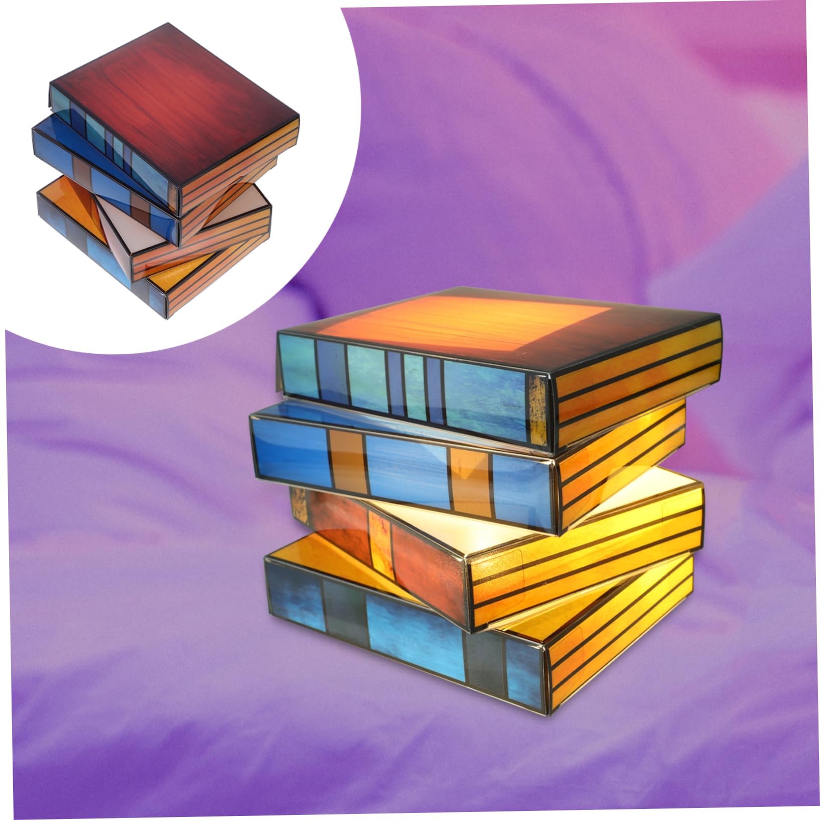 OSALADI Book Light Desk Lamp Table Lamps Decorative Books Bedside Lamps Reading Light Desk Light Night Lamp Stacked Books Light Table Lamp for Bedroom Book Lamp Glass Plastic Decorate