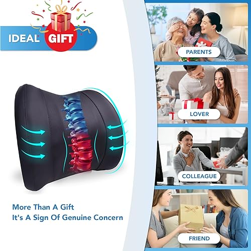 Miniatura 54 de Almohada de apoyo lumbar para automóvil, almohada lumbar de espuma viscoelástica para aliviar el dolor de espalda baja - Cojín de espalda para Negro