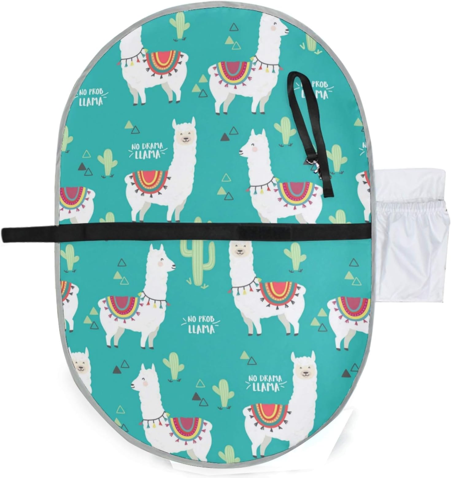 Llama Alpaca Baby Changing Pad, Portable Diaper Changing Pad, Diaper Bag Mat, Foldable Travel Changing Station | Stroller Strap,Side Pocket for Wipes Diaper