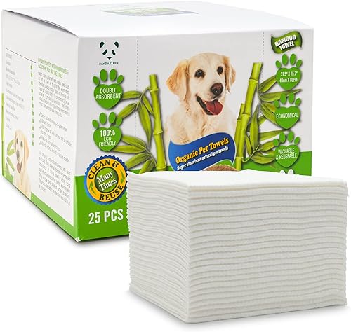 PANDAKLEEN Toalla de bambú para mascotas, 25 piezas, toallas de papel de bambú reutilizables para perros, gatos y otras mascotas, lavables a máquina