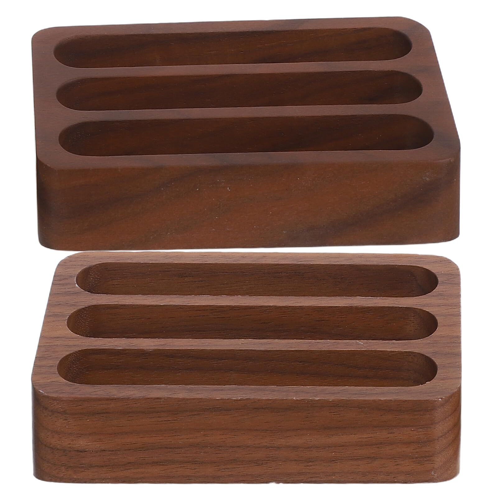Porte-cartes de visite bois de noyer support de bureau compact lot de 2