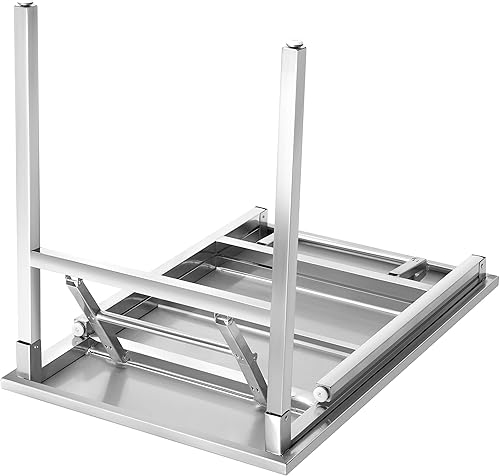 Miniatura 5 de Mesa plegable pequeña de acero inoxidable, mesa de comedor portátil para campamento, picnic, fiesta, sin montaje, escritorio plegable pequeño y