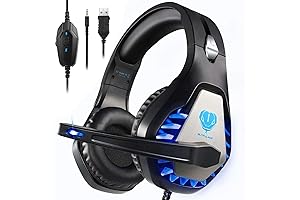 3.5MM Noise Cancelling Over Ear Headphones with Mic, Bass Surround, Soft Memory Earmuffs