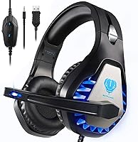 Vista 13 de Auriculares para juegos para PS4, Xbox One, PC, PS5, portátil, Mac, para Nintendo Switch, cancelación de ruido de 0.138 pulgadas con micrófono