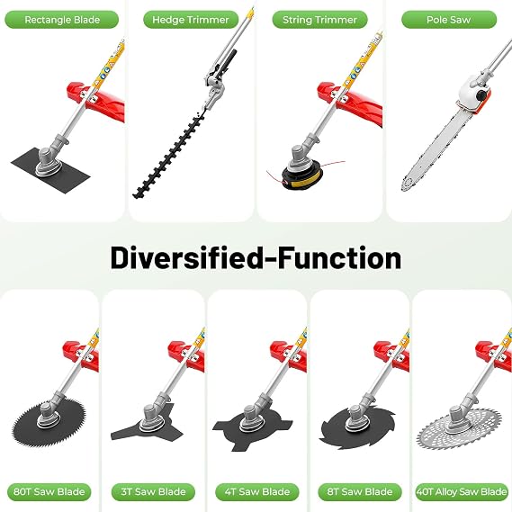 52CC Gas String Trimmer, 5 in 1 Gas Weed Eater, 2-Stroke Brush Cutter Straight Shaft Weed Eater, Gas Weed Wacker Trimmer for Weeds and Grass