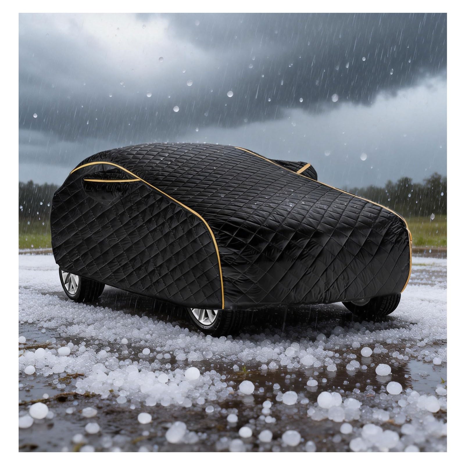 Hagelschutzplane Auto für Volkswagen ID.7,Verbessertes,Atmungsaktives Material,Verstärktes Design,6-Lagiger Schutz,Geeignet für Starken Regen und Schnee,Ganzjährig