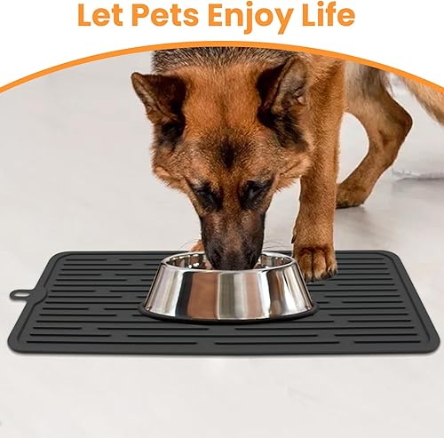 Miniatura 59 de Ptlom Mantel individual de silicona para perros y gatos, antideslizante, impermeable, tapete para alimentos y agua, tapete para bandeja
