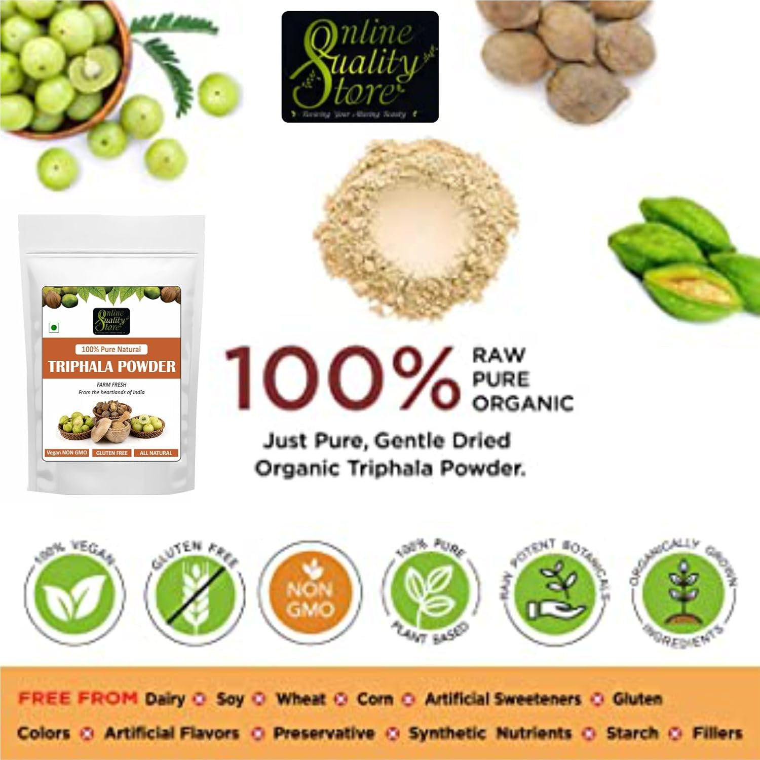 Online Quality Store Triphala Powder - 100g for eating, hair and skin, churna powder of Amla, Behada, Harada 6 71AX9nf8nGL. SL1500