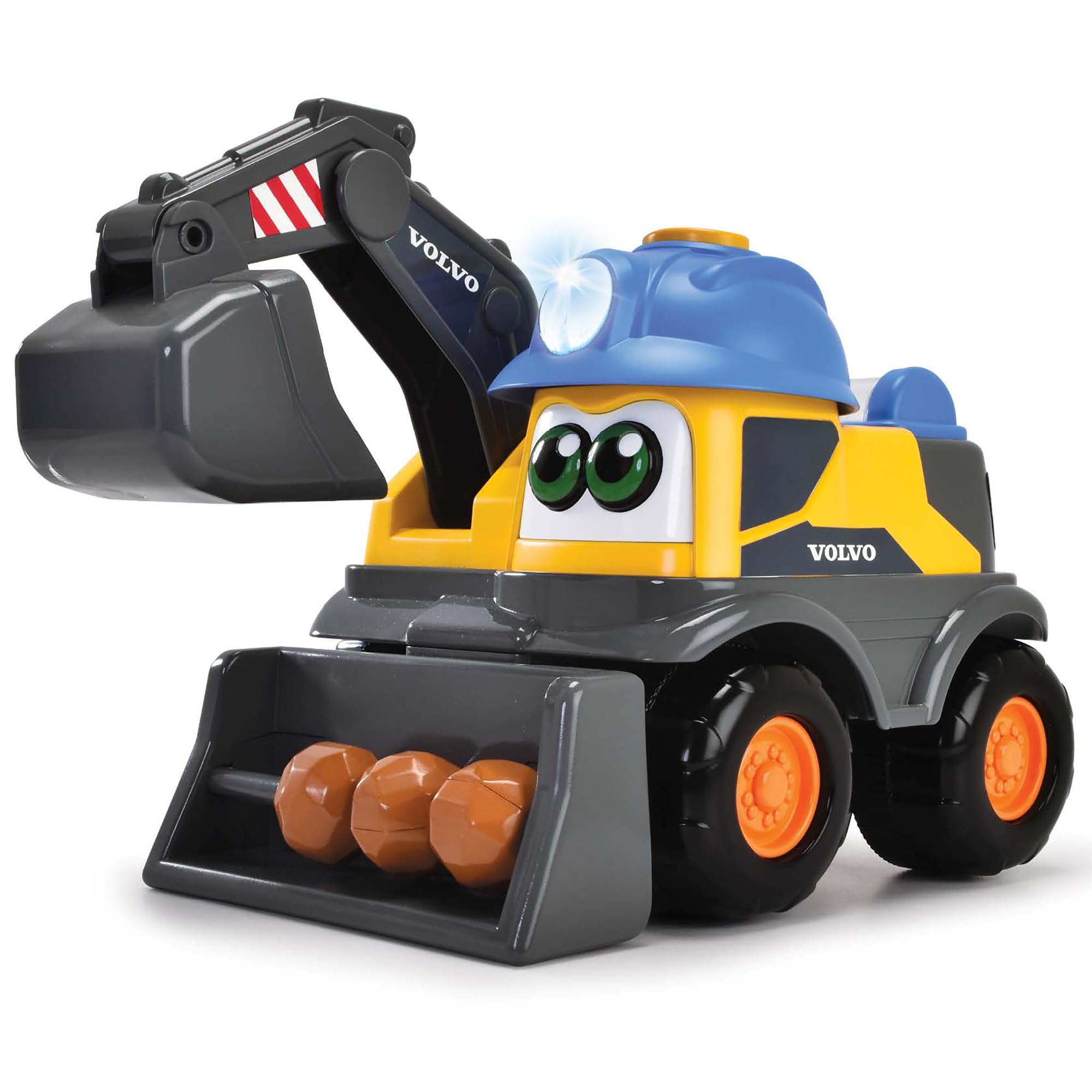 Dickie ABC - Danny Digger - Véhicule Pelleteuse (25 cm) pour Enfants à partir de 2 Ans - Véhicule Volvo motorisé pour travaux avec Bras Pelleteuse Mobile, Fonctions Jouet, lumière et Son (204114013)